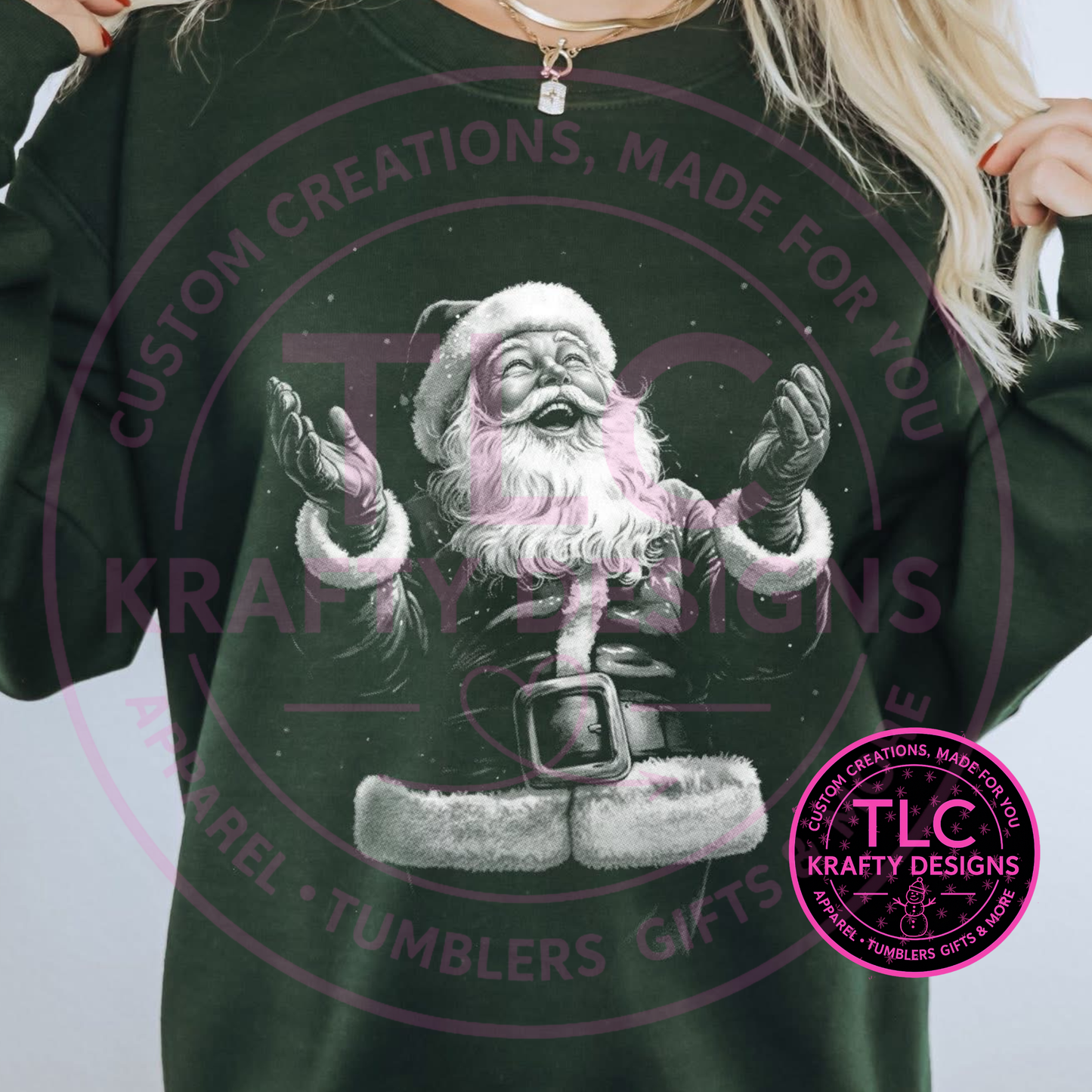 Vintage-Inspired Santa Sweatshirt - Classic Christmas Crew Neck or Hoodie CK
