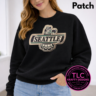XL Seattle Junior Hockey Sequin Patch – Sporty Iron-On / Sew-On Applique