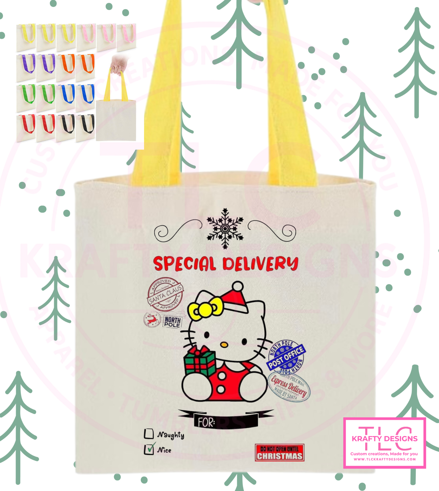 Custom Christmas Tote Bags – Personalized Kids Tote Bags in Fun Character Designs CK