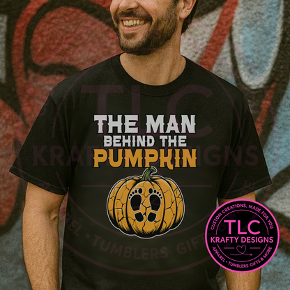 Maternity Halloween Shirt - Man Behind Pumpkin Design