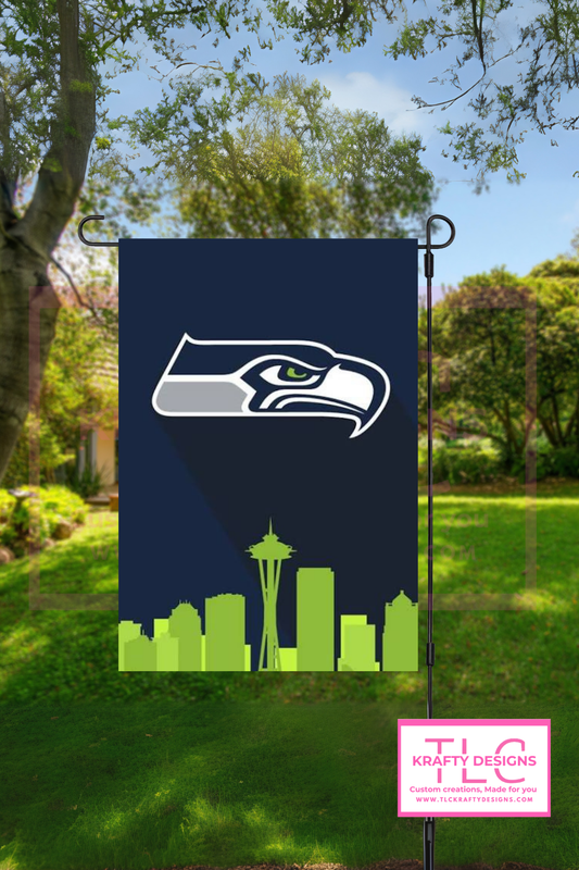 Pacific Northwest Football Garden Flag – Skyline & Hawk-Inspired Design