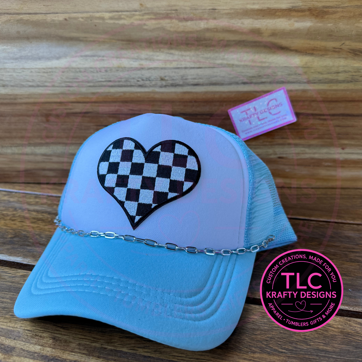 Black & White Checkered Heart Patch – Patch Only or Trucker Hat