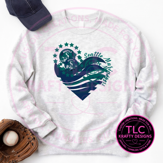 Seattle Baseball Wave Design T-Shirt or Sweatshirt