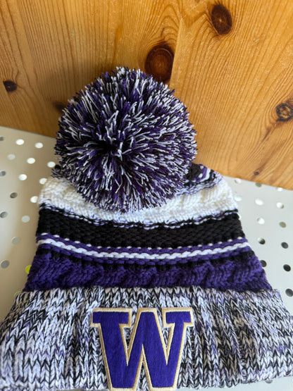 Team Spirit Pom Beanies – WSU Cougars & UW Huskies Knit Winter Hats