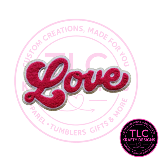 PREORDER XL Red LOVE Chenille Valentine Patch – Chenille Iron-On / Sew-On Applique CK