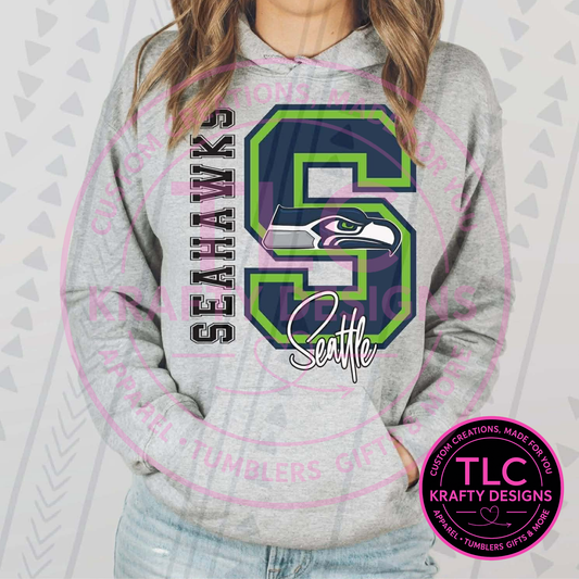 Seattle Football "S" Logo Graphic – Seattle Sports T-Shirt or Sweatshirt