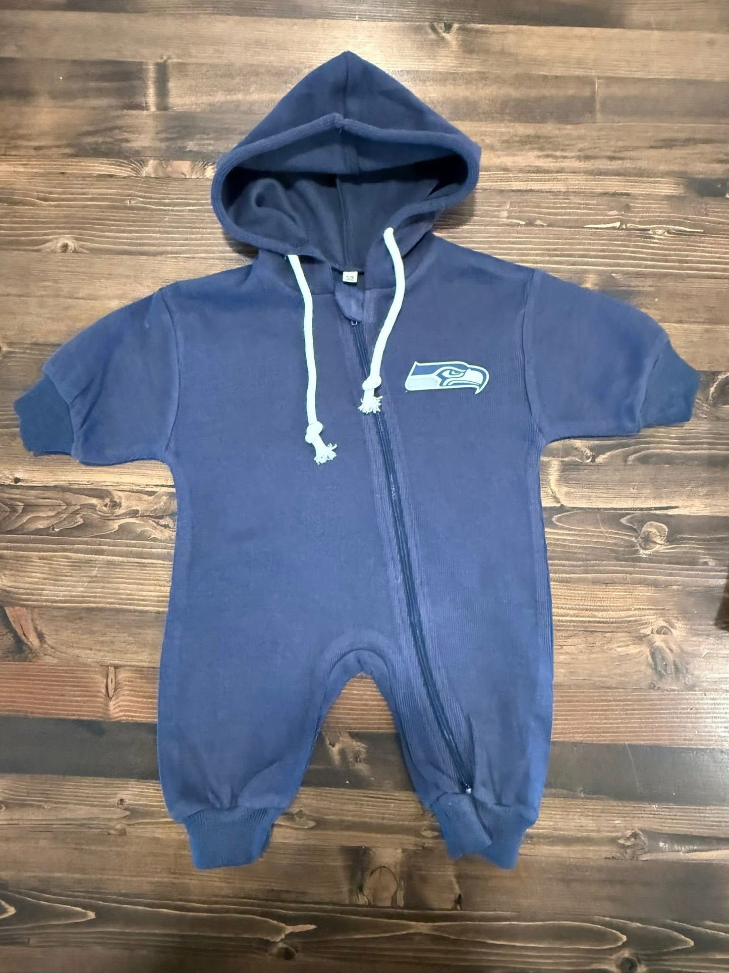 Seattle Football Infant Hooded Zip Romper | Cozy Game Day Baby Outfit