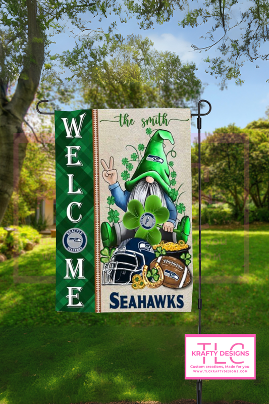 Personalized Seattle Football St. Patrick's Day Garden Flag – St. Patrick's Day Outdoor Banner