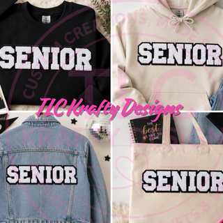 Senior Varsity Patch, XL Chenille Letter Patch, Iron On Patch for Sweatshirts Hoodies Jackets, Senior Class Apparel