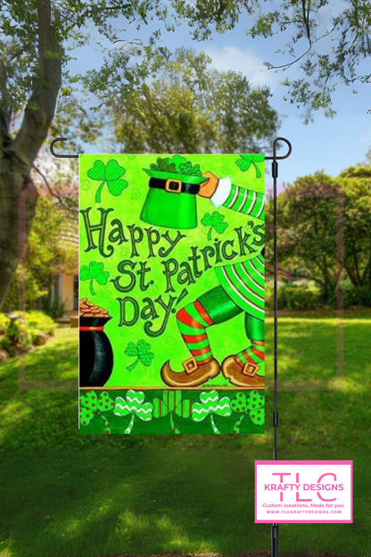 Happy St. Patrick's Day Leprechaun Garden Flag – St. Patrick's Day Outdoor Banner