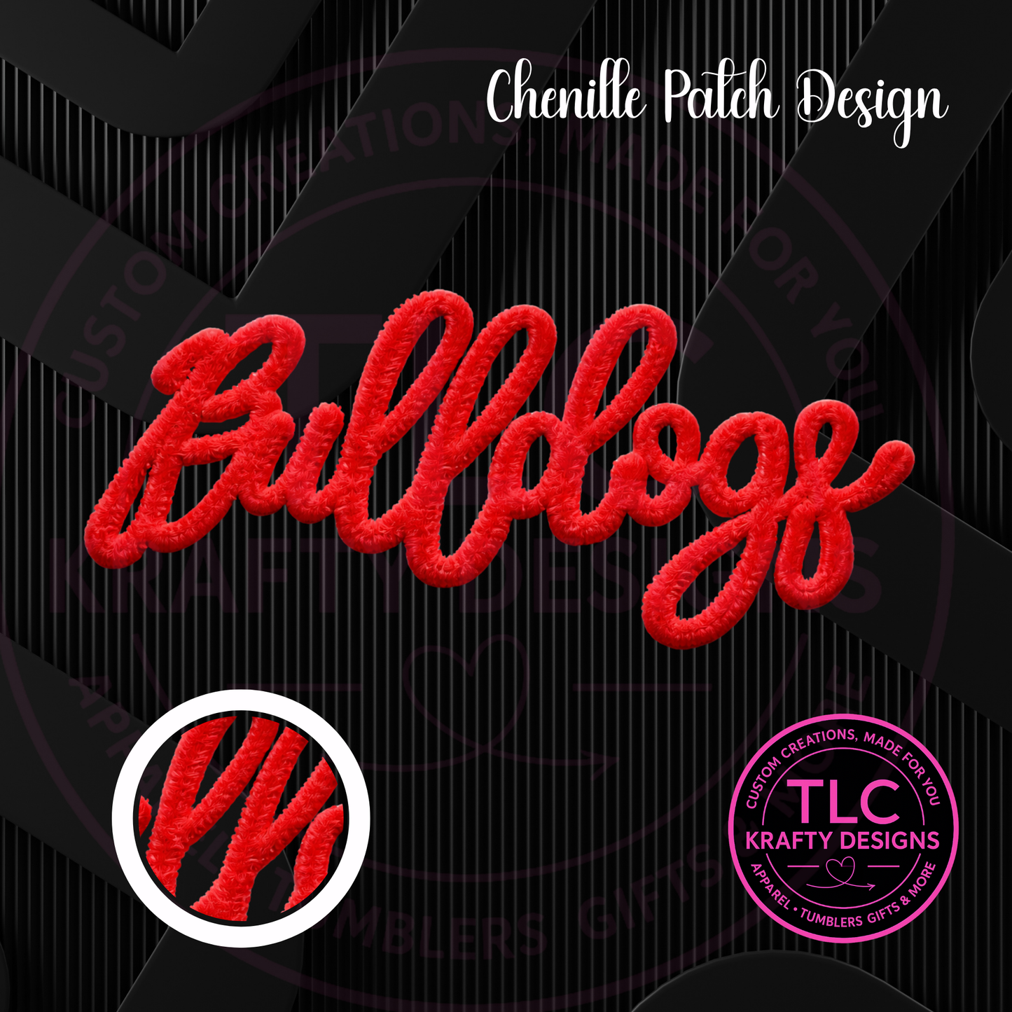 Bulldogs Fuzzy Patch, Chenille Style Patch, Custom Team Patch Fluffy Patch
