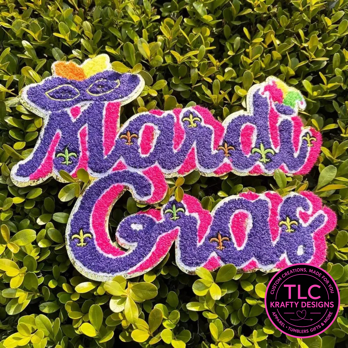 PREORDER XL Mardi Gras Chenille Patch – Festive Flair Iron-On / Sew-On Applique CK