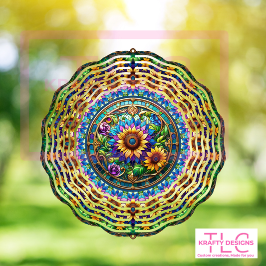 Colorful Stained Glass Sunflower Wind Spinner – Garden Art Décor