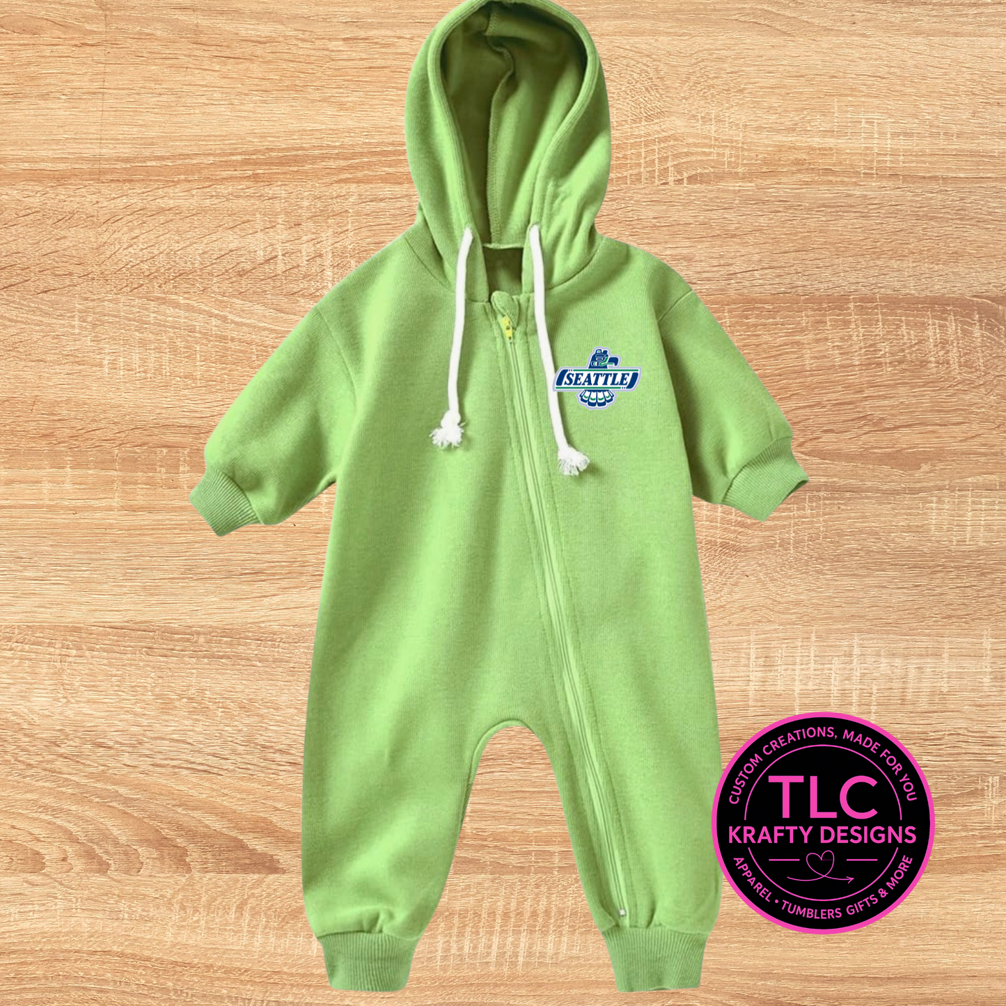 Seattle Hockey Hooded Baby Zip-Up Romper – Cozy Unisex Infant One-Piece