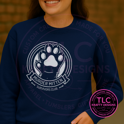 Murder Mitten Cat Sweatshirt or Hoodie – Funny Cat Paw Graphic | Cat Lover Gift | Claw Scratch Survivor Apparel