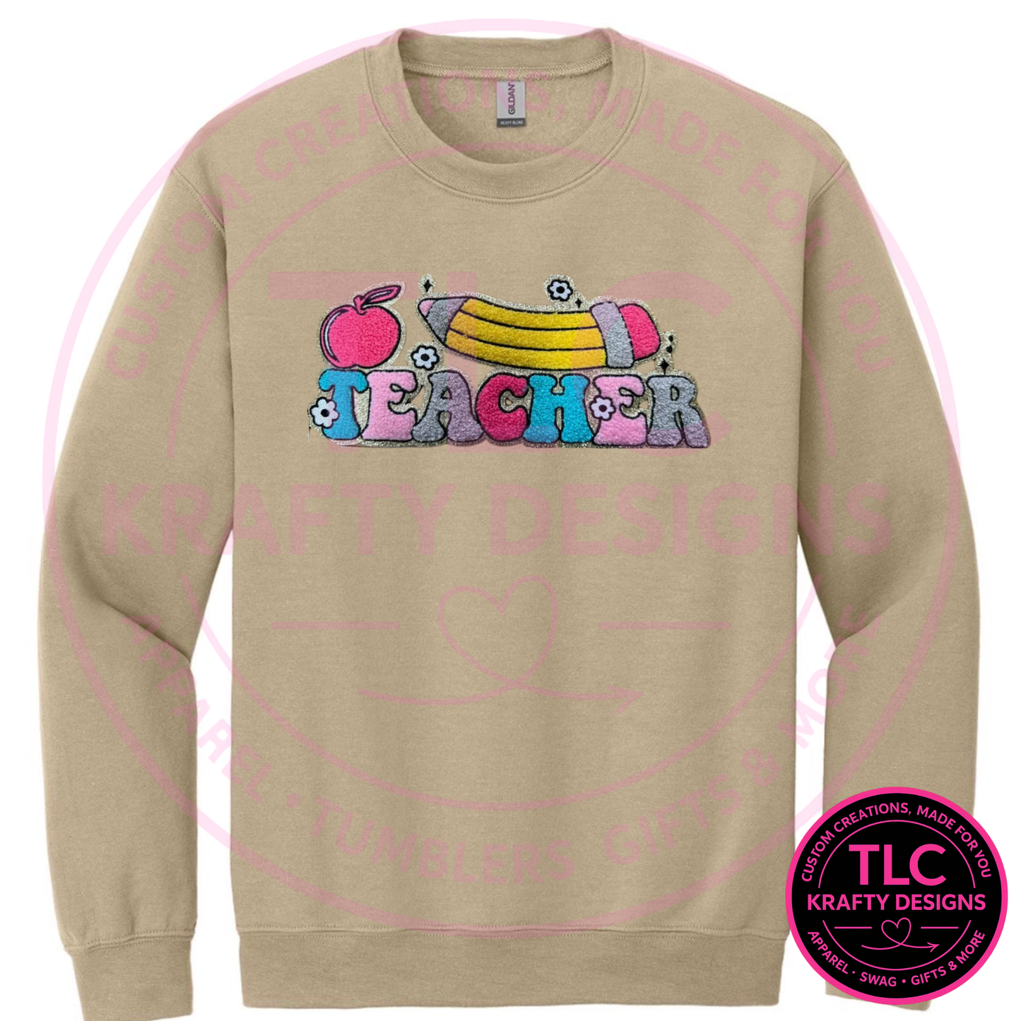 Teacher Chenille Patch Sweatshirt – Back to School Teacher