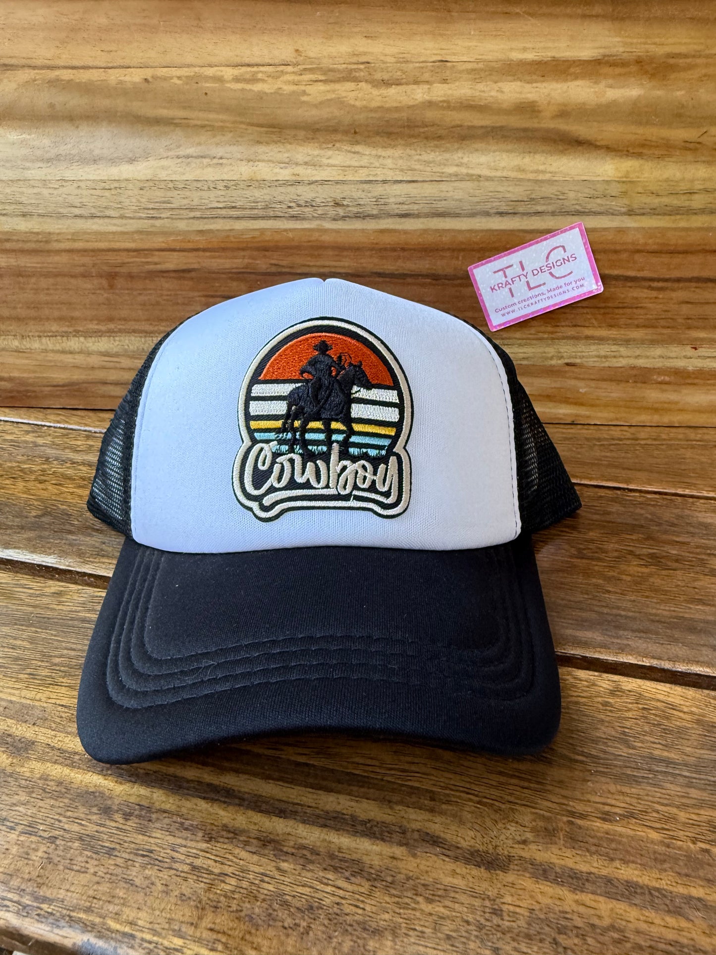 Cowboy Sunset Trucker Hat – Western Horseback Rider Design