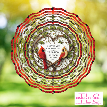 Cardinal Memorial 10” Wind Spinner – “I’ll Miss You” Sublimated Metal Garden Tribute