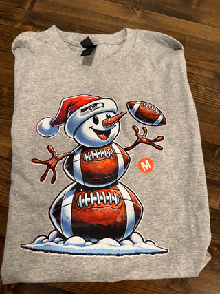 Seattle Football Snowman T-Shirt - Football Christmas Long or Short Sleeve Tee