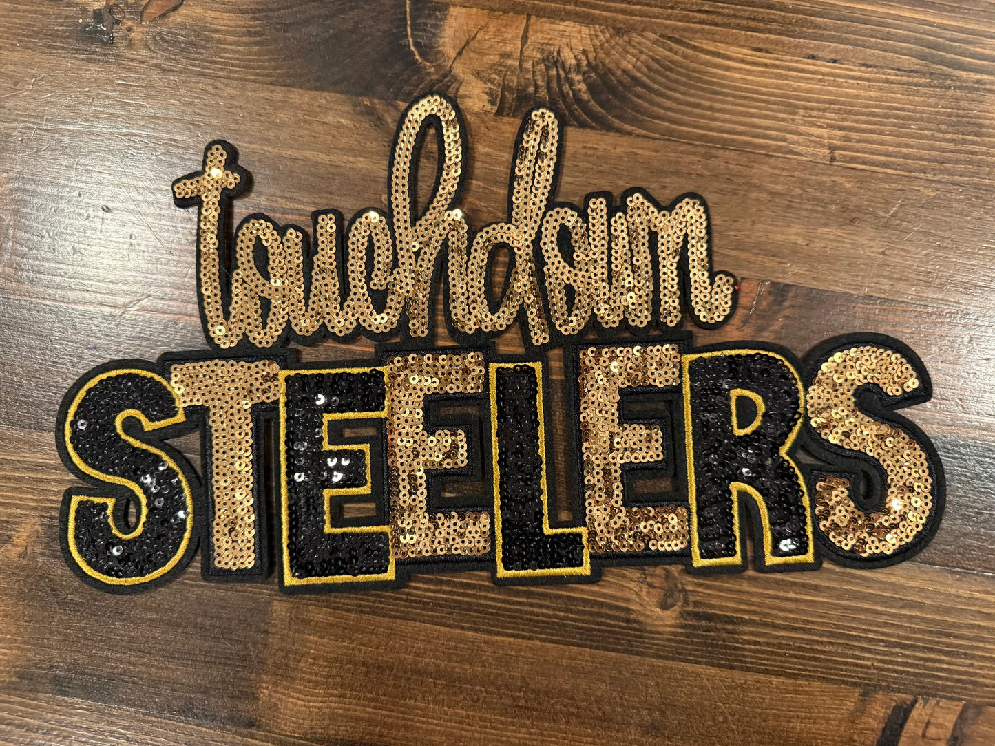 Touchdown Steelers Patch | Football Game Day Patch | Varsity Fan Patch for Jackets, Sweatshirts & Apparel