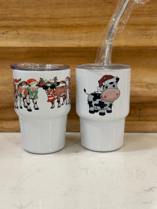 Christmas cow 3oz mini shot glass