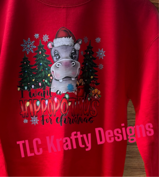Hippo Christmas T-Shirt - Festive Christmas Short Sleeve Tee CK