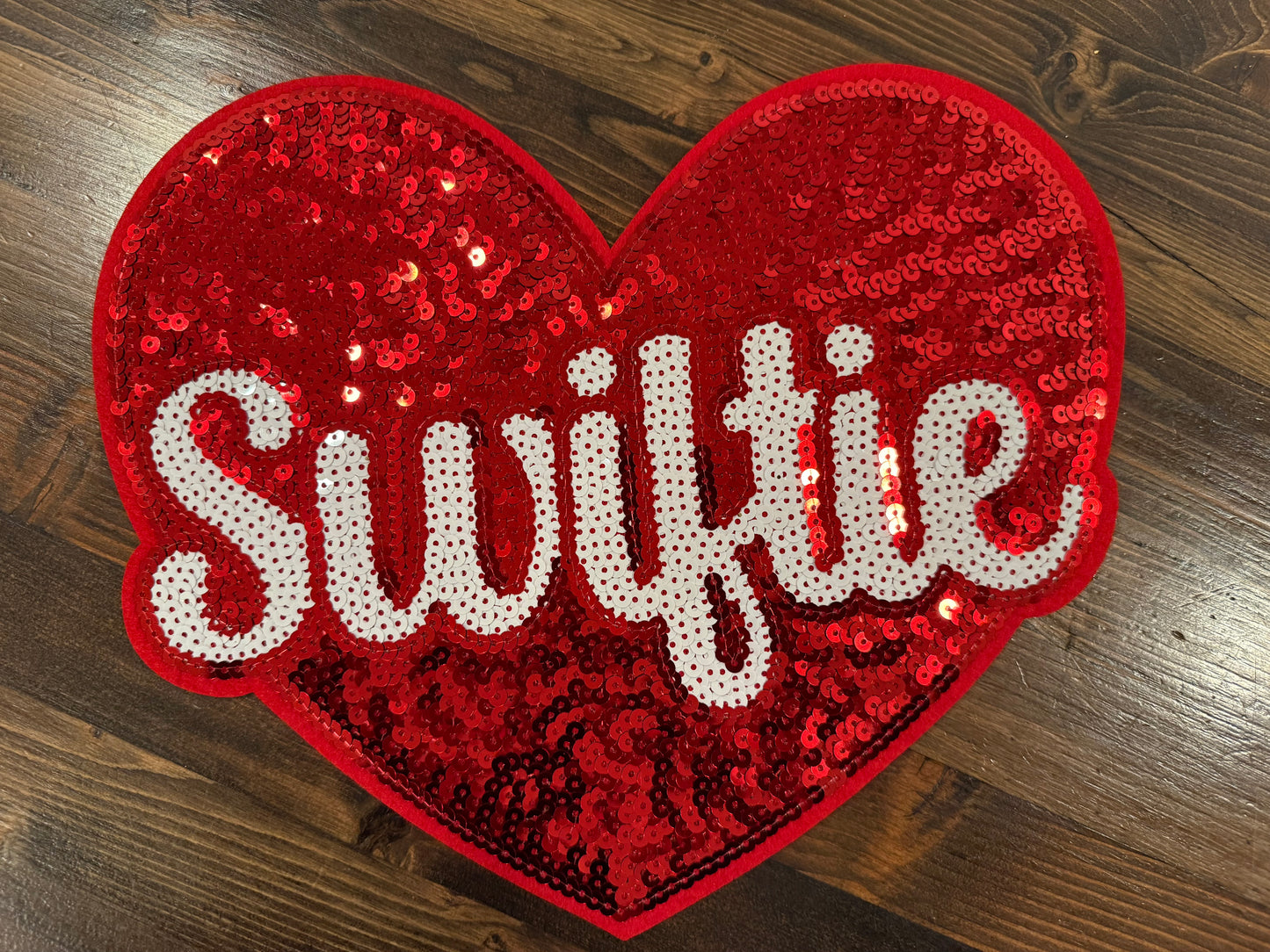 XL Chenille Heart Patch – “Swiftie” Sequin Patch | Large Statement Iron-On Patch