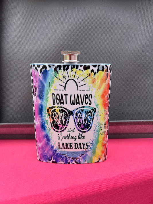 Boat Waves ain’t nothing like Lake Days 8oz stainless steel Flask