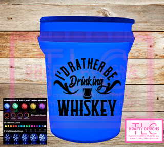 I’d Rather Be Drinking Whiskey White LED Bucket with Lid | Custom UVT Design + Seat Lid Upgrade