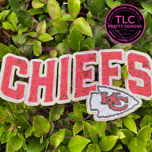 PREORDER XL Kansas City Football Sequin Patch – Sporty Iron-On / Sew-On Applique CK