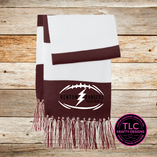 Renton Rangers Football Lightning Bolt Scarf - Custom Team Spirit Wear