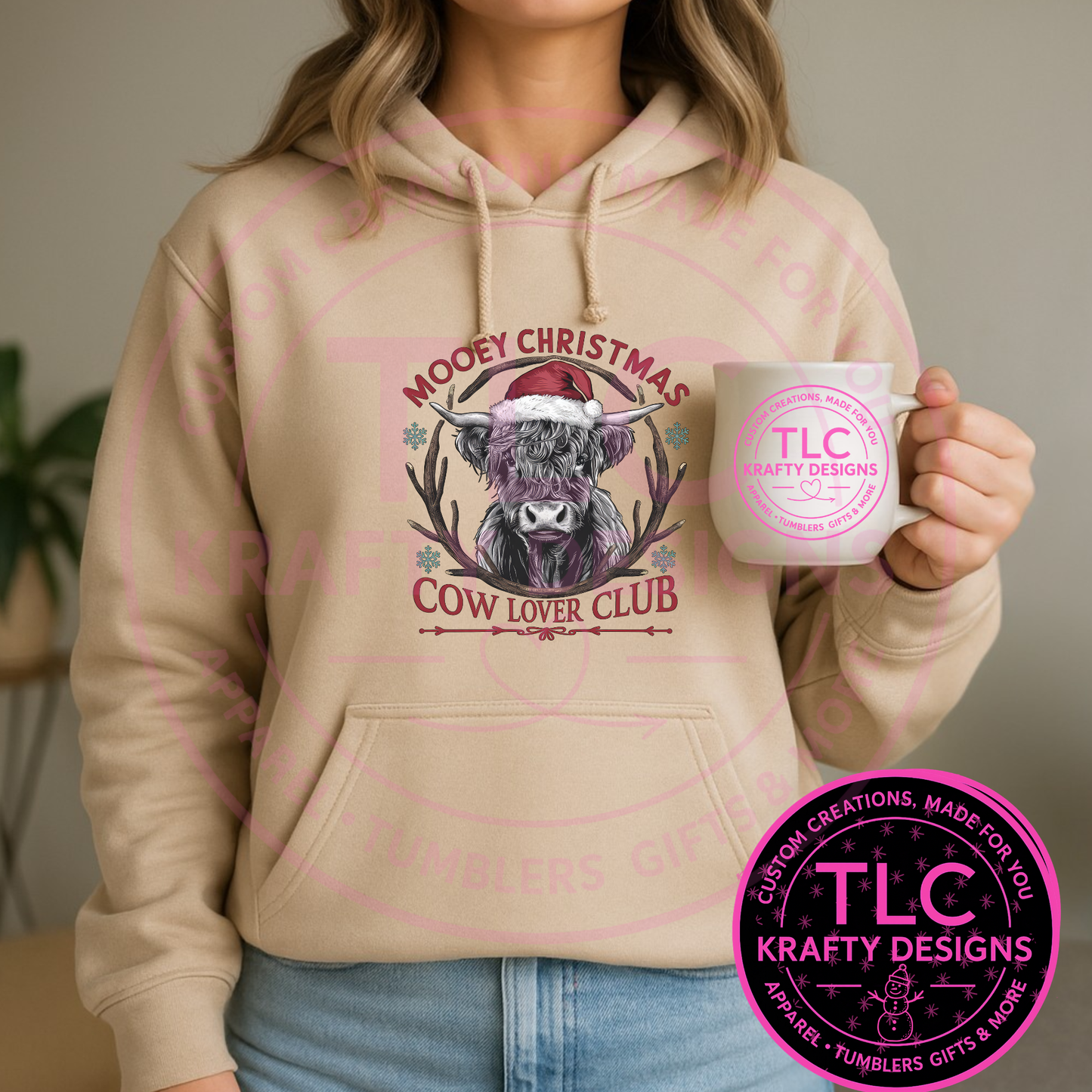 Mooey Christmas Cow Lover Club Sweatshirt – Funny Farmhouse Holiday Sweatshirt for Cow Lovers