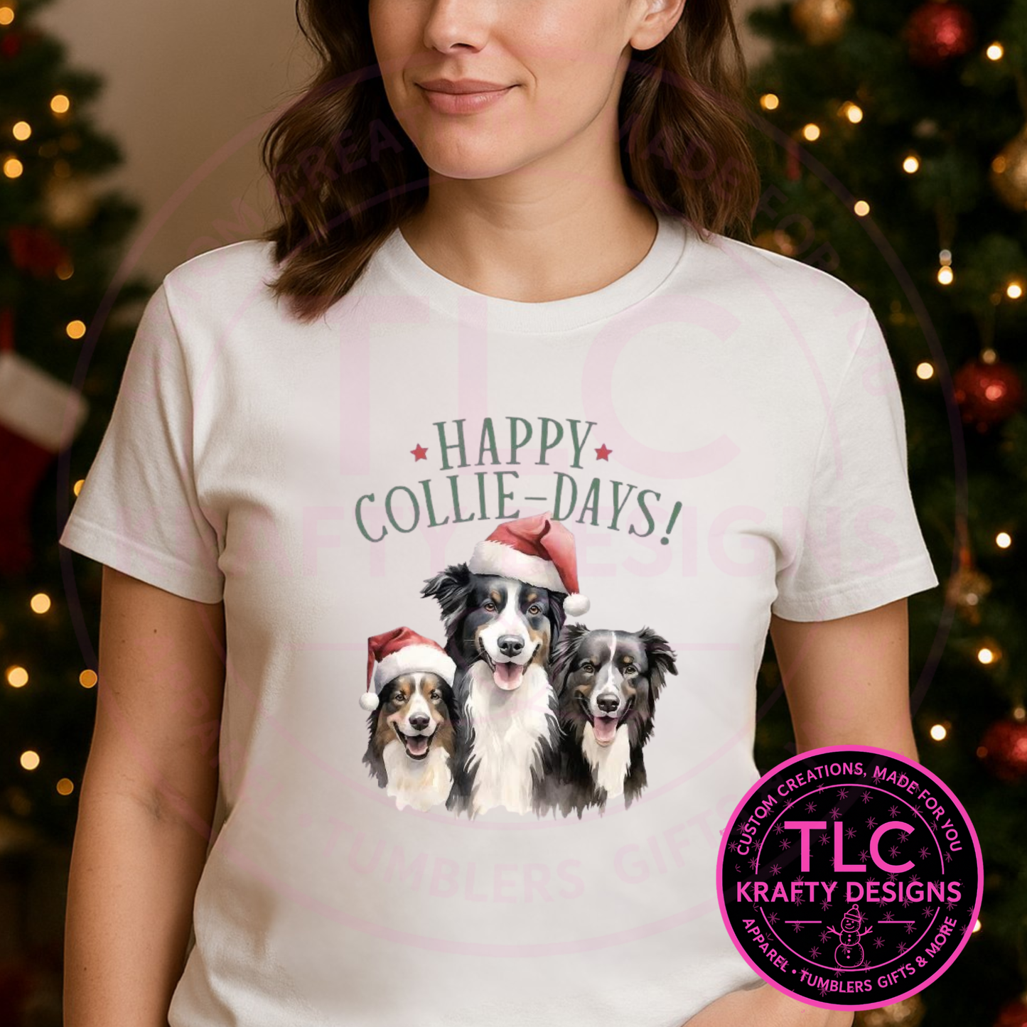 Collie-Days Christmas T-Shirt – Festive Holiday Dog Lover Long or Short Sleeve Tee CK