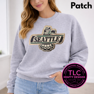 XL Seattle Junior Hockey Sequin Patch – Sporty Iron-On / Sew-On Applique