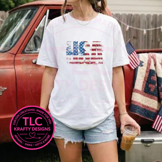 Distressed USA Flag Design - Patriotic Summer Apparel