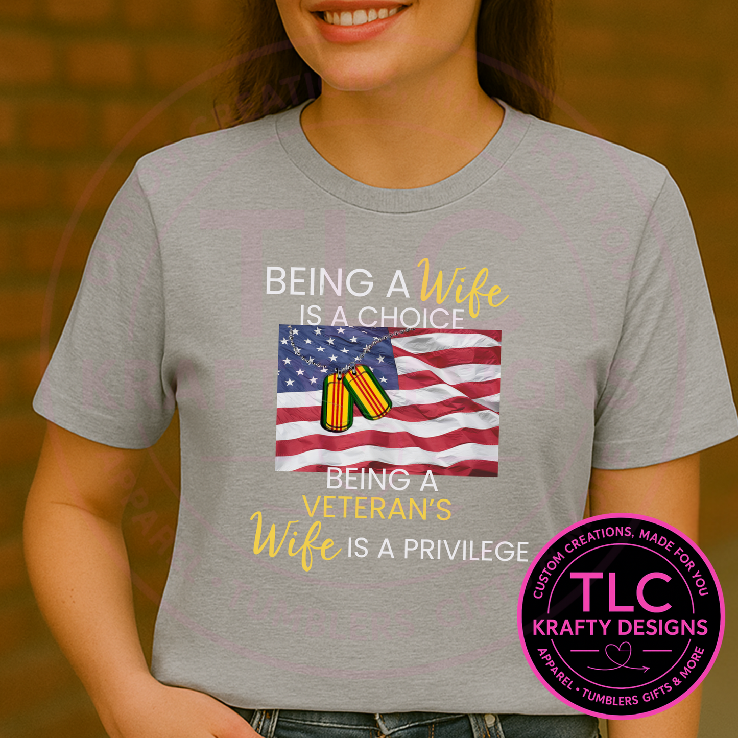 Veteran's Wife T-Shrit - Patriotic Long or Short Sleeve Tee CK