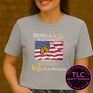 Veteran's Wife T-Shrit - Patriotic Long or Short Sleeve Tee CK