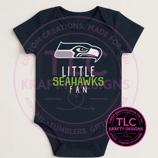 Little Seattle Football Fan with Large Logo Onesie - Football Game Day Onesie CK