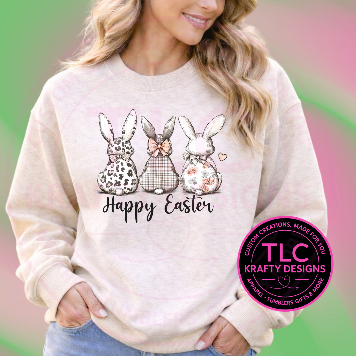 Happy Easter Bunny Trio Shirt or Sweatshirt – Cute Easter Bunny Graphic