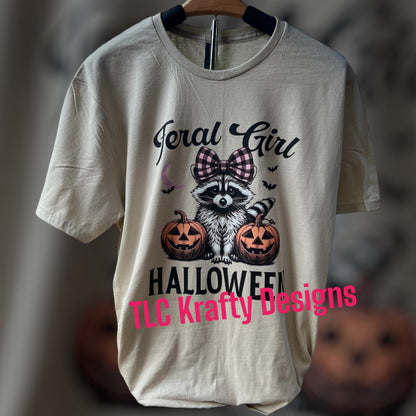 Feral Girl Raccoon Halloween Tee
