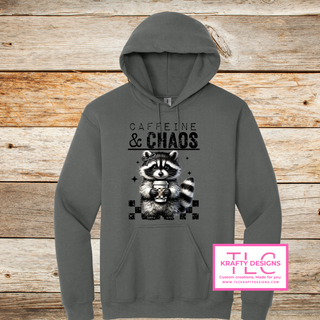 Caffeine & Chaos Raccoon – Cozy Funny Animal Sweatshirt