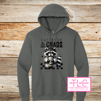 Caffeine & Chaos Raccoon – Cozy Funny Animal Sweatshirt
