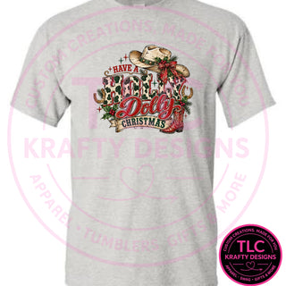 Have a Holly Dolly Christmas design on an ash t-shirt