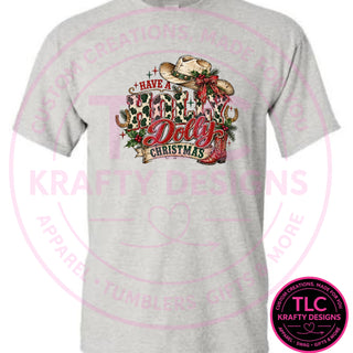 Have a Holly Dolly Christmas design on an ash t-shirt