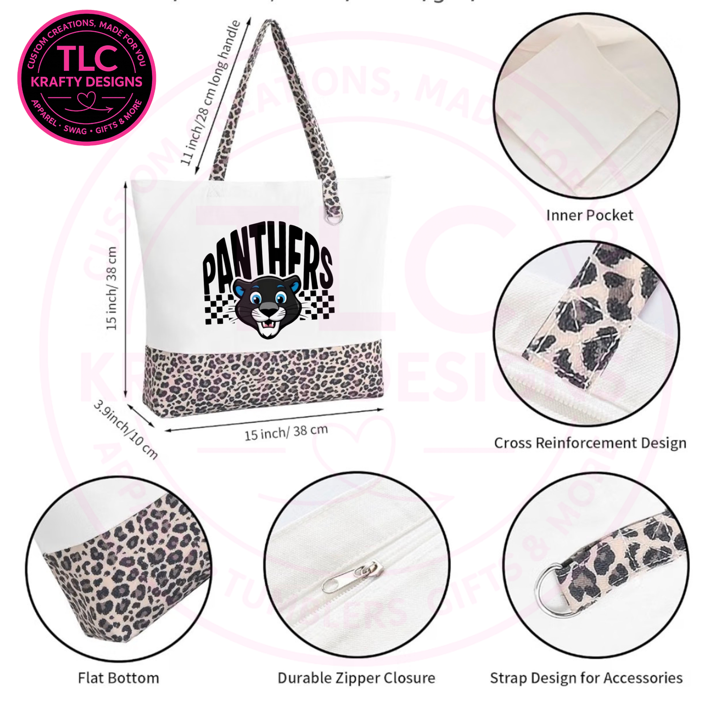 Maplewood Heights Panthers Zippered Canvas Tote Bag – School Spirit Bag