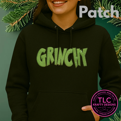 Pink Grinchy Sequin Patch - Festive Iron-On / Sew-On Holiday Applique CK
