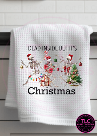 Dead Inside But It’s Christmas Skeleton Towel – Funny Holiday Decor 💀🎄✨