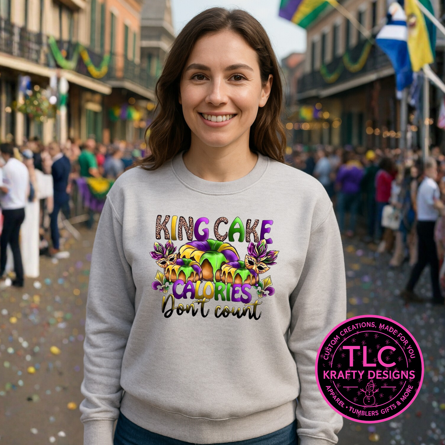 King Cake Calories Don’t Count top – Mardi Gras Graphic Design
