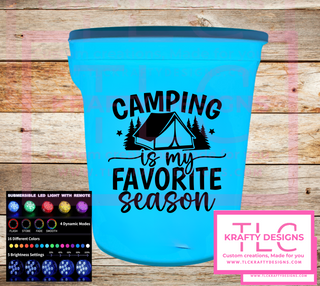 Camping Is My Favorite Season White LED Bucket with Lid | Custom UVT Design + Seat Lid Upgrade