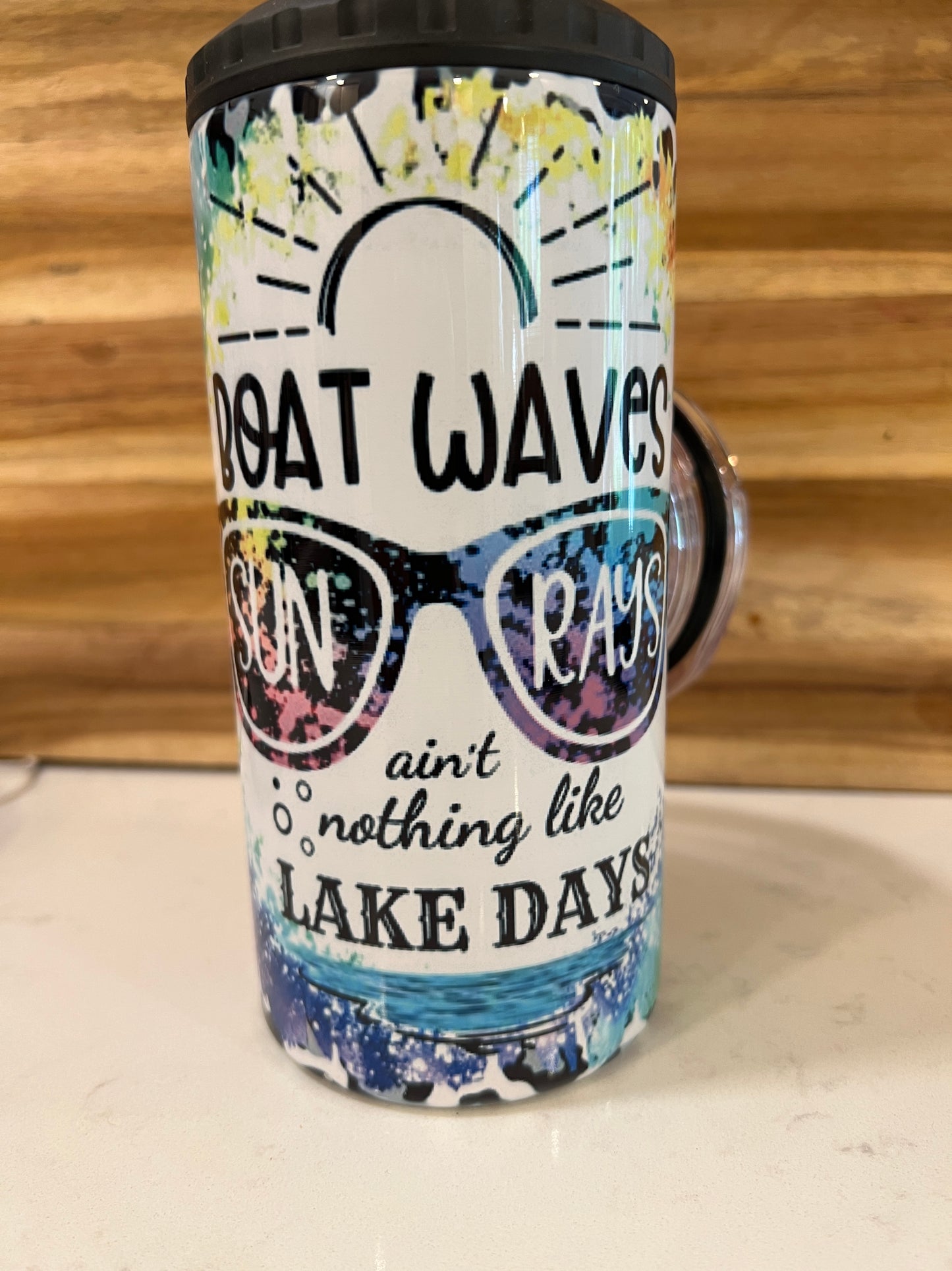 Boat Waves Sun Rays ain't nothing like Lake Days 16oz. 4 in 1 Can/Bottle Cup holder